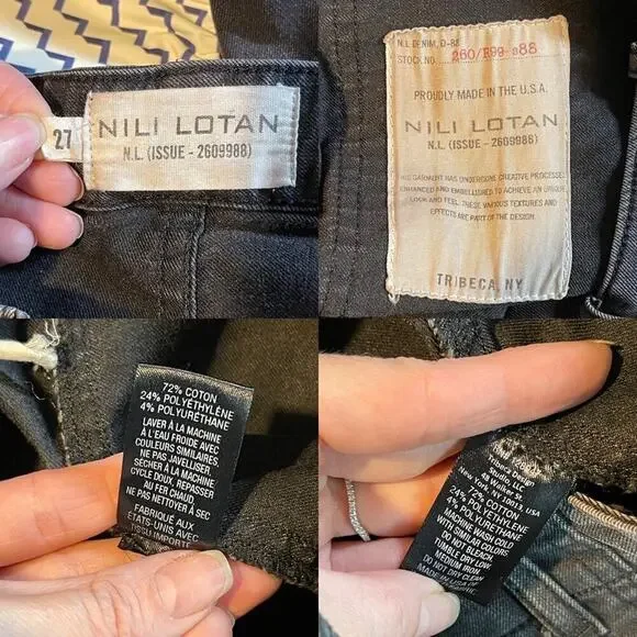 Nili Lotan Cropped French Military Pants Jeans Carbon Grey Cotton Utility SZ 27